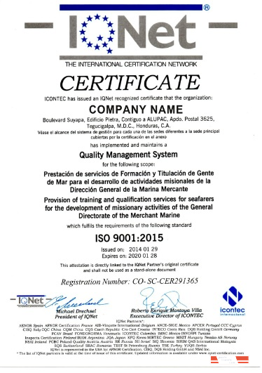 Honduras Certificate of Registration